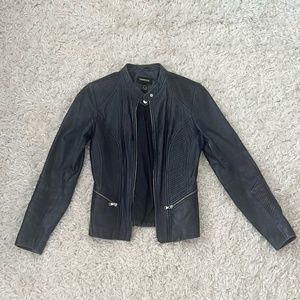 Navy Leather Jacket